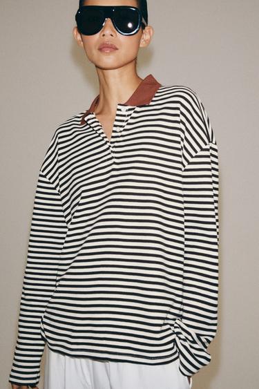 Zara STRIPED POLO SHIRT - striped
