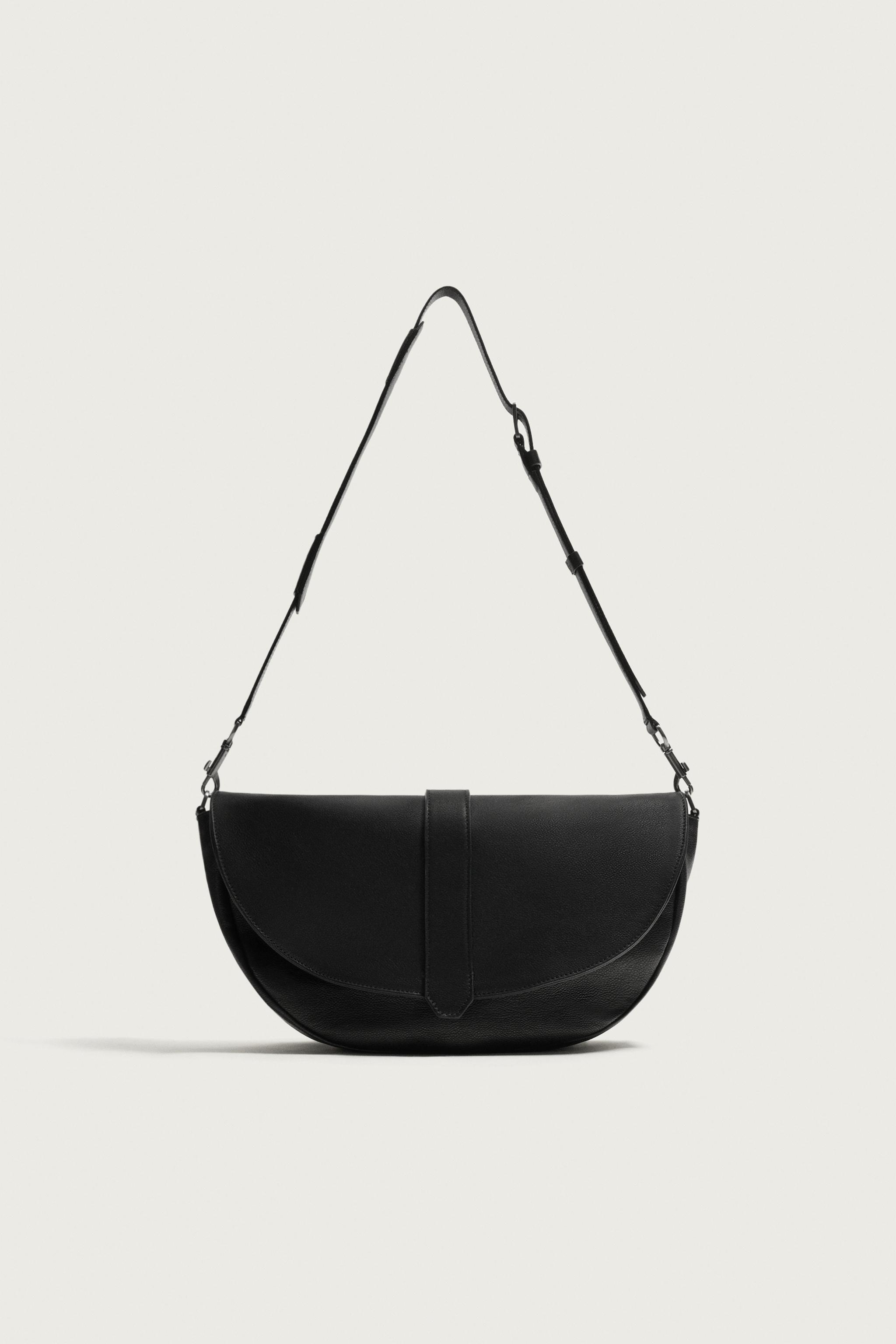 LEATHER CROSSBODY BAG — Black
