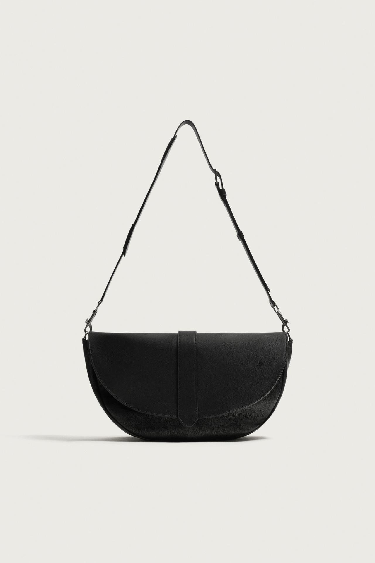 LEATHER CROSSBODY BAG — Black