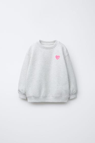 SWEATSHIRT BÁSICA CORAÇÃO - Cinzento-vigoré da Zara