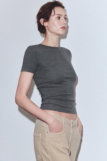 CAMISETA MANGA CORTA - gris antracita de Zara