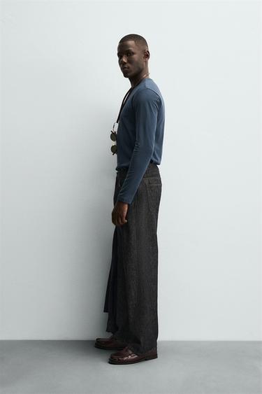 T-SHIRT BASIQUE SLIM FIT - Bleu canard de Zara - Image 3