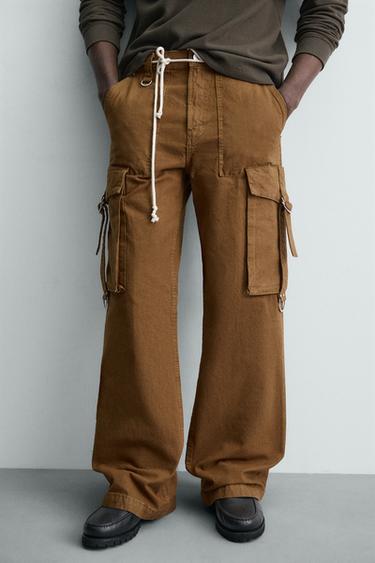 Zara CARGO PANTS WITH POCKETS - Brown