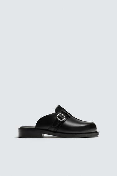 LEATHER BUCKLE CLOGS LIMITED EDITION - Black by Zara