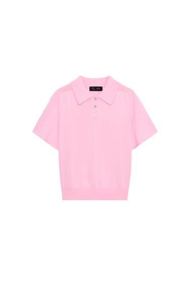 SHORT SLEEVE KNIT POLO SHIRT - Mid-pink by Zara