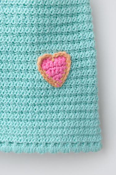 KNIT TOP WITH CROCHET HEARTS - Sea green by Zara - Image 3