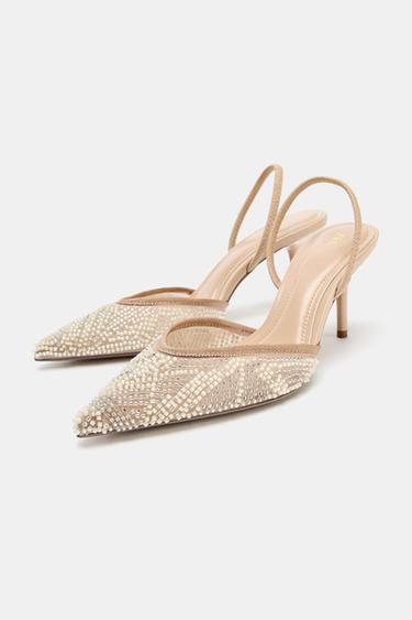 RHINESTONE SLINGBACK SHOES - Beige by Zara - Image 1