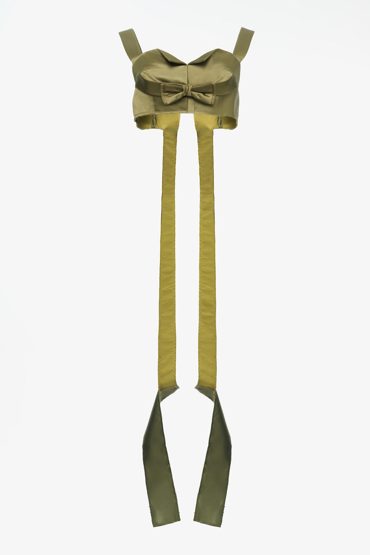 Женский топ Zara Limited Edition Bow Top, цвет: Оливковый зелёный — фото 3