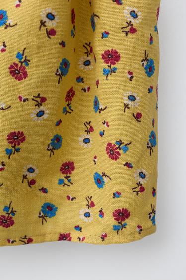 FLORAL PRINT LINEN BLEND TOP - Yellow by Zara - Image 3