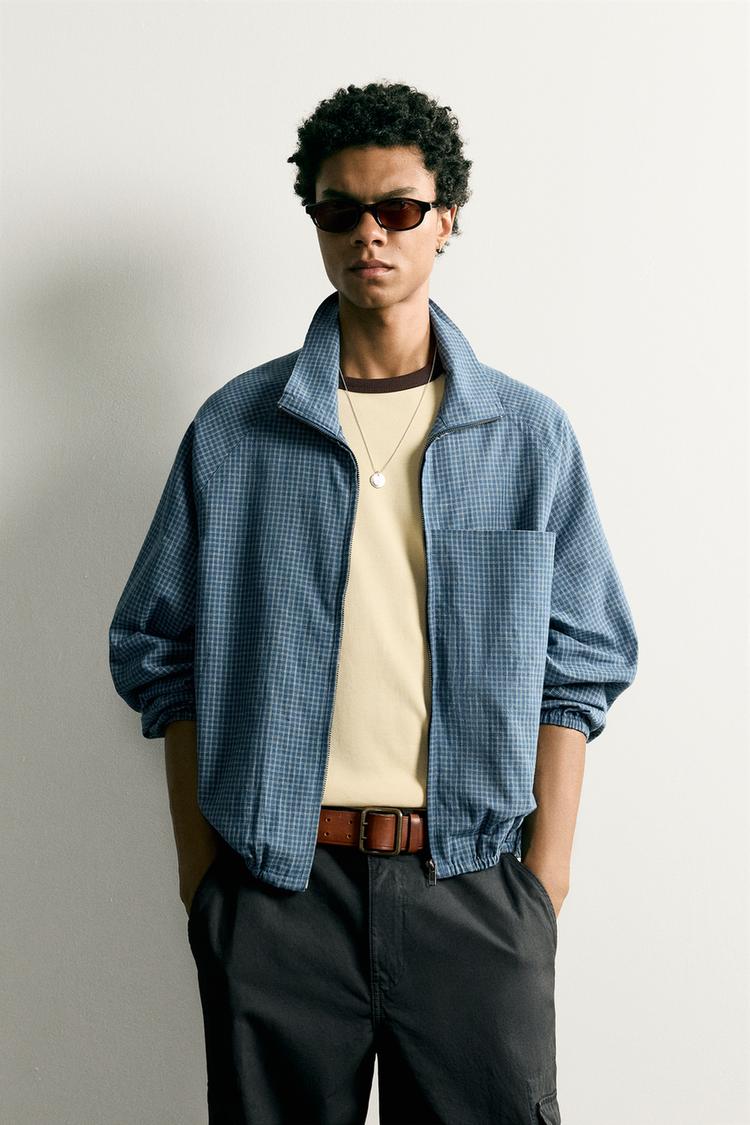 Camisa relaxed fit cuadros cremallera