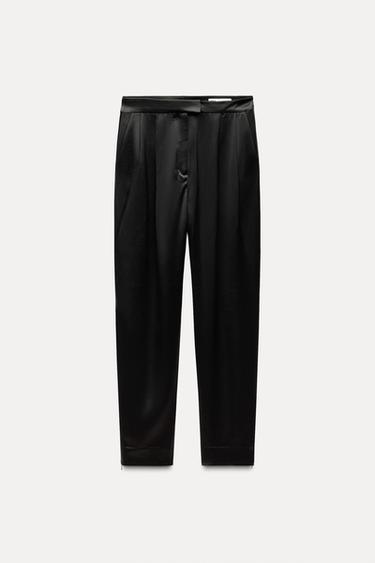 ZW COLLECTION SATIN DARTED TROUSERS - Black by Zara