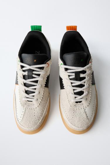 LEATHER SNEAKERS - White by Zara - Image 3