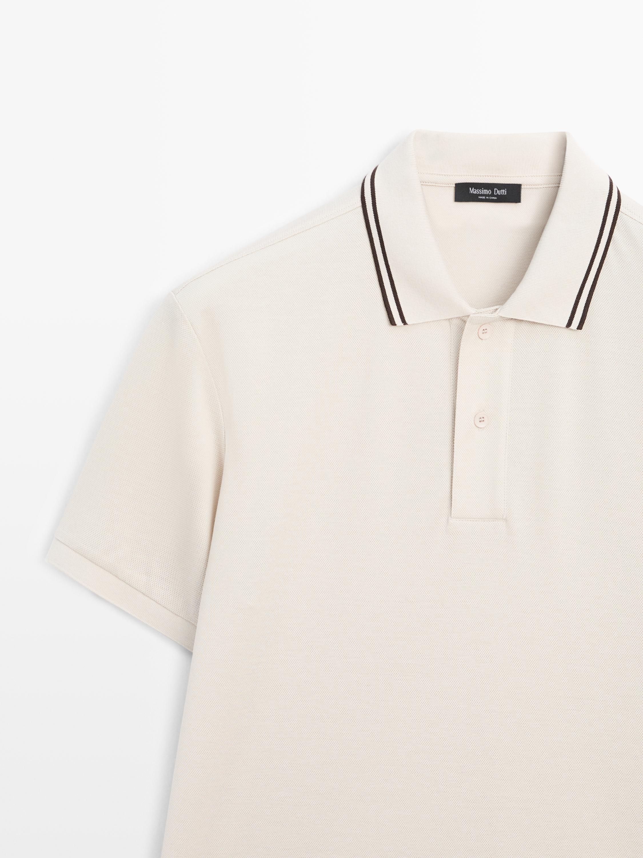 Short sleeve polo shirt with contrast detail