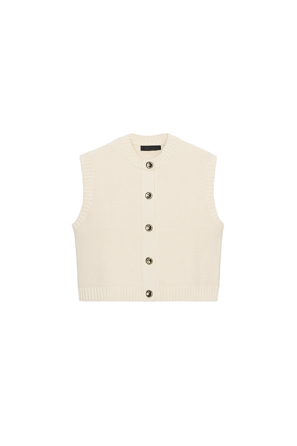 GOLD BUTTON KNIT VEST - image 3