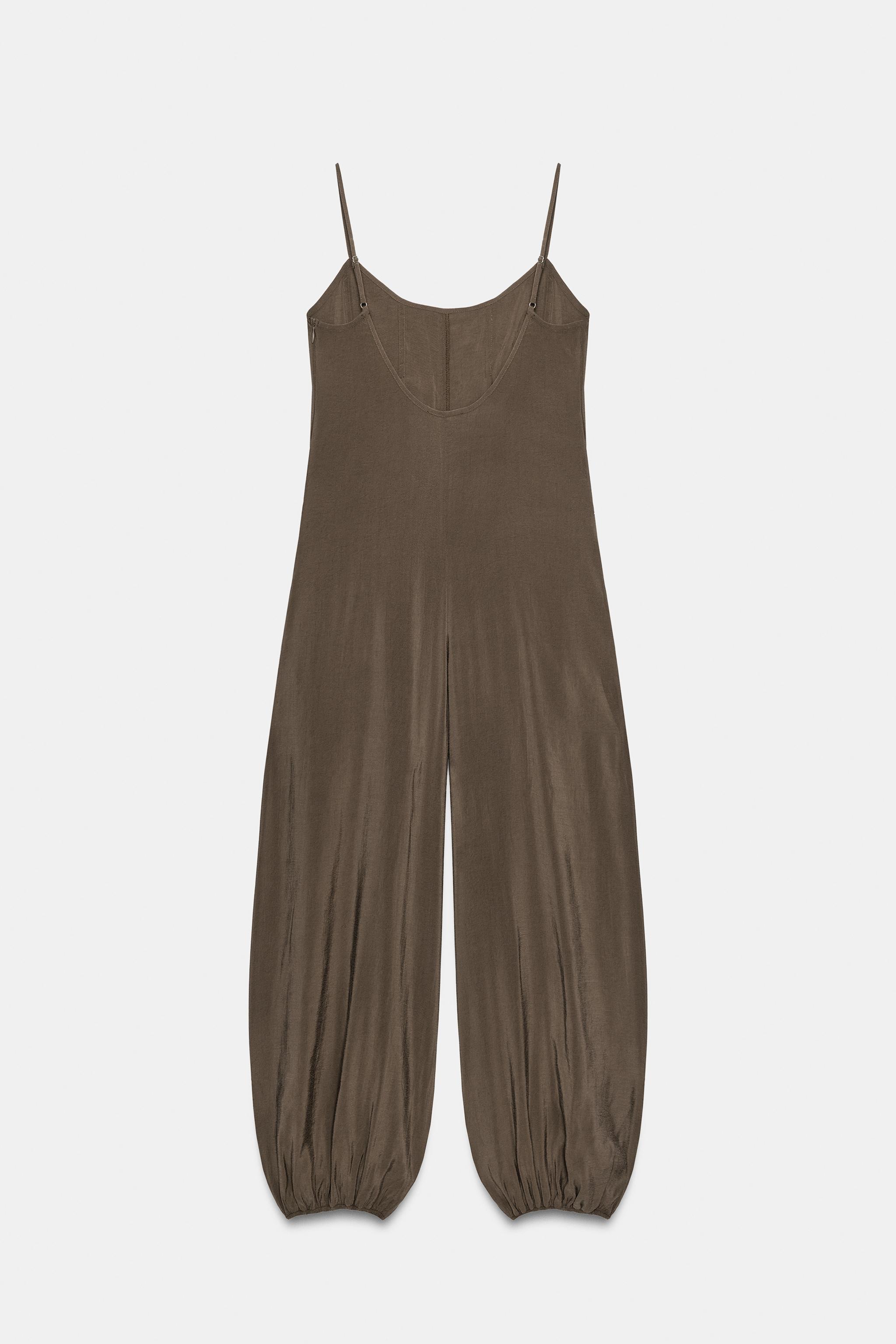 Женские комбинезоны Zara LONG FLOWY STRAPPY JUMPSUIT — фото 7