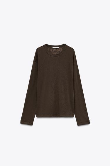 SLUB RUSTIC T-SHIRT - Brown by Zara