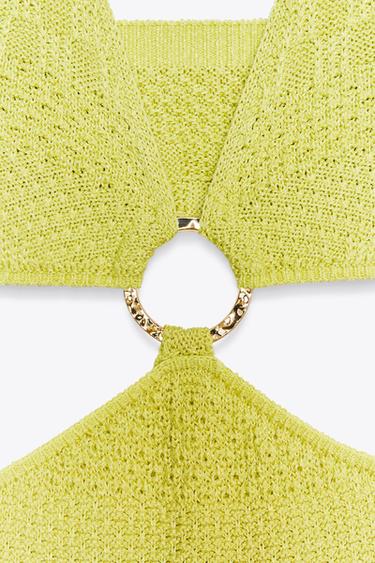 ROBE EN MAILLE CUT OUT - Citron vert de Zara - Image 2