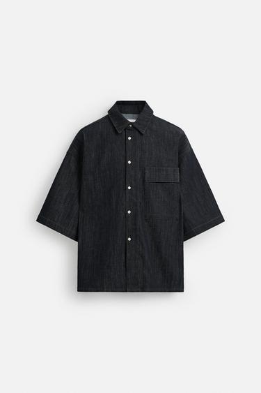 CAMISA DENIM OVERSIZE FIT - Índigo de Zara - Imagen 0