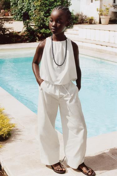 TOP BOUFFANT EN POPELINE - Blanc de Zara - Image 5