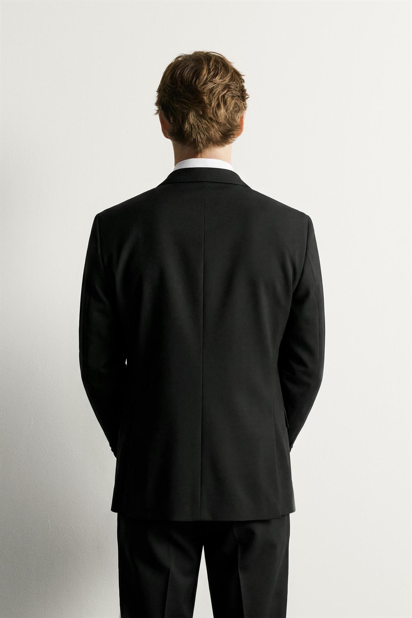 Мужской пиджак Zara Double-Breasted Suit Blazer, цвет: Чёрный — фото 3