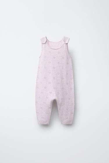 Zara KNIT JUMPSUIT WITH COTTON SILK HEARTS - Pink marl