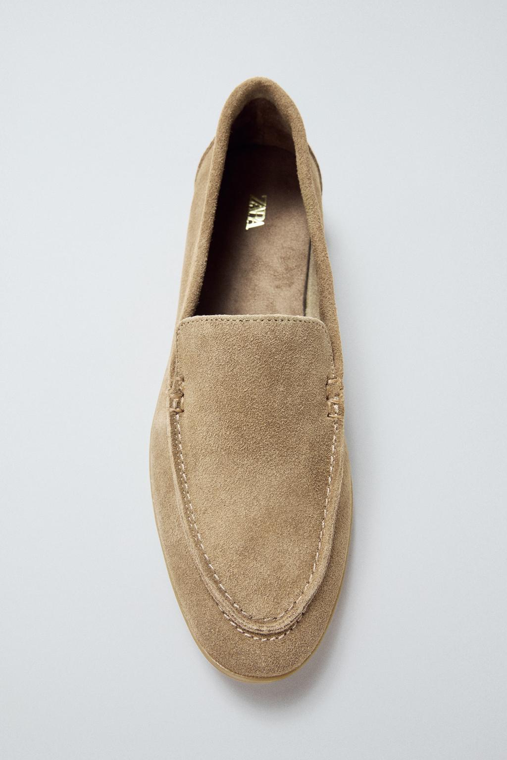 SPLIT SUEDE FLAT LOAFERS