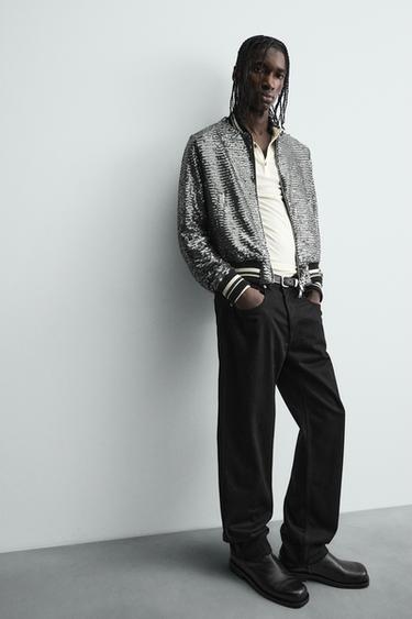 BLOUSON BOMBER PAILLETTES - Noir / Argent de Zara - Image 6