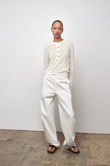 HENLEY KNIT JUMPER - Ecru by Zara