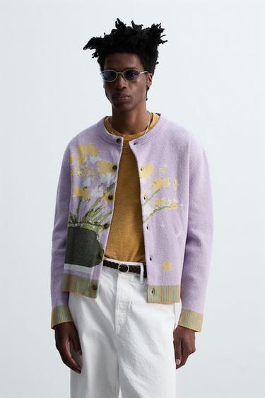 Zara FLORAL JACQUARD CARDIGAN © OTIS KWAME KYE QUAICOE - Violet