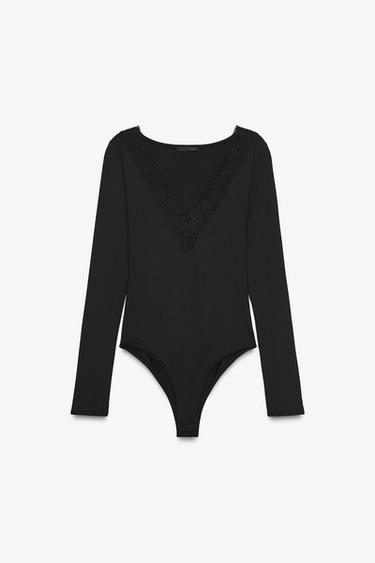 BODY بولي أميد بدانتيل - أسود الخاص بـ Zara