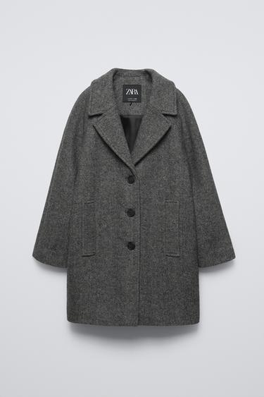 ABRIGO LARGO ESPIGA - gris antracita de Zara - Imagen 0