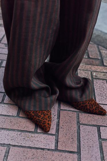 アニマル柄レザーミュールレオパードZaraのアニマル柄レザーミュール - レオパード 