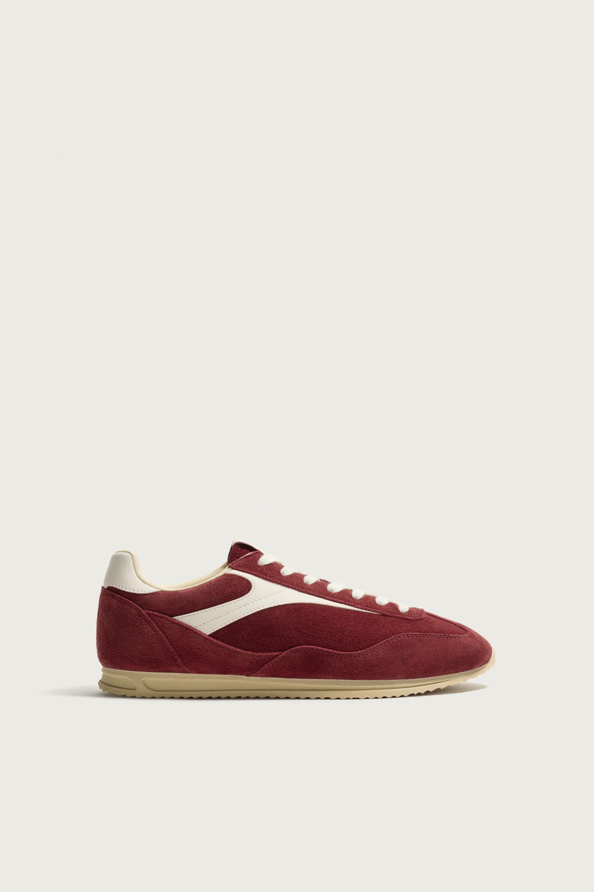 RETRO LEATHER SNEAKERS — Red