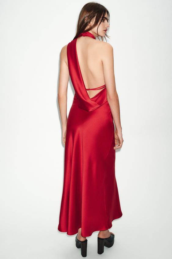 red slip dress zara Zara Red Slip dress with back detail  Size S  Rent a Dress