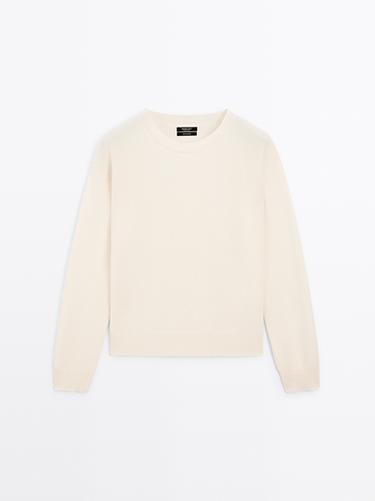 Jersey cuello redondo cashmere - Crudo de Zara
