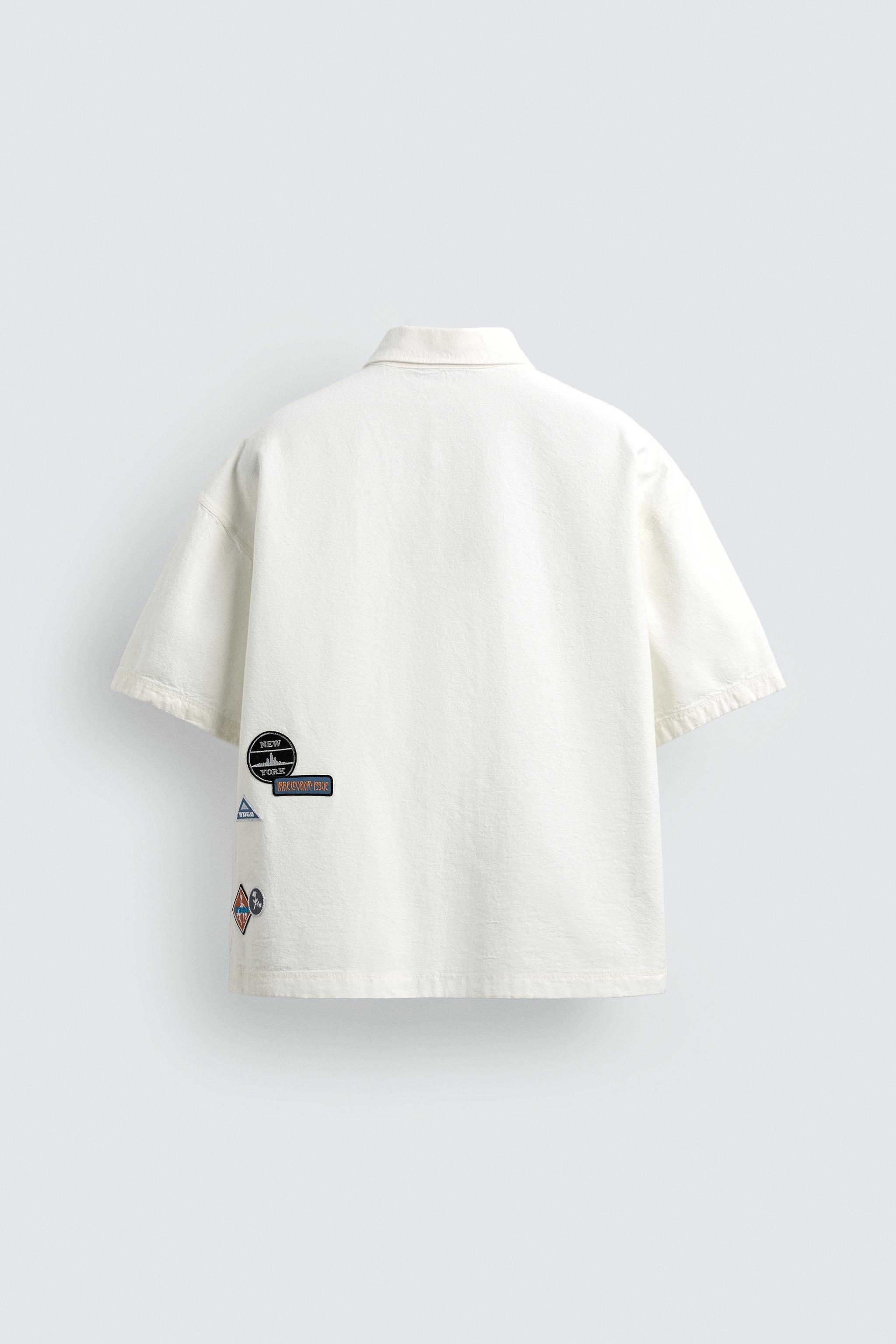 RELAXED FIT SHIRT WITH COMBINED EMBROIDERED PATCHES