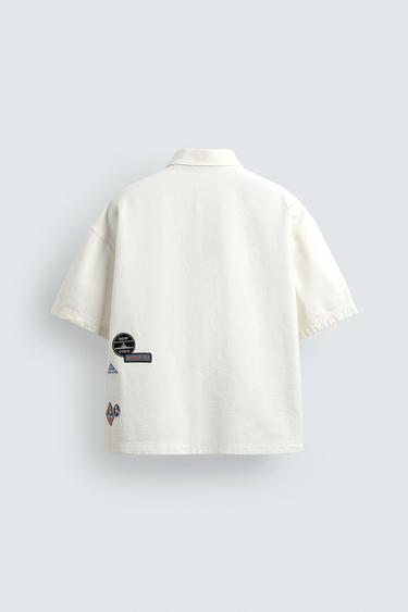RELAXED FIT SHIRT WITH EMBROIDERED PATCHES - Light blue by Zara - Image 8