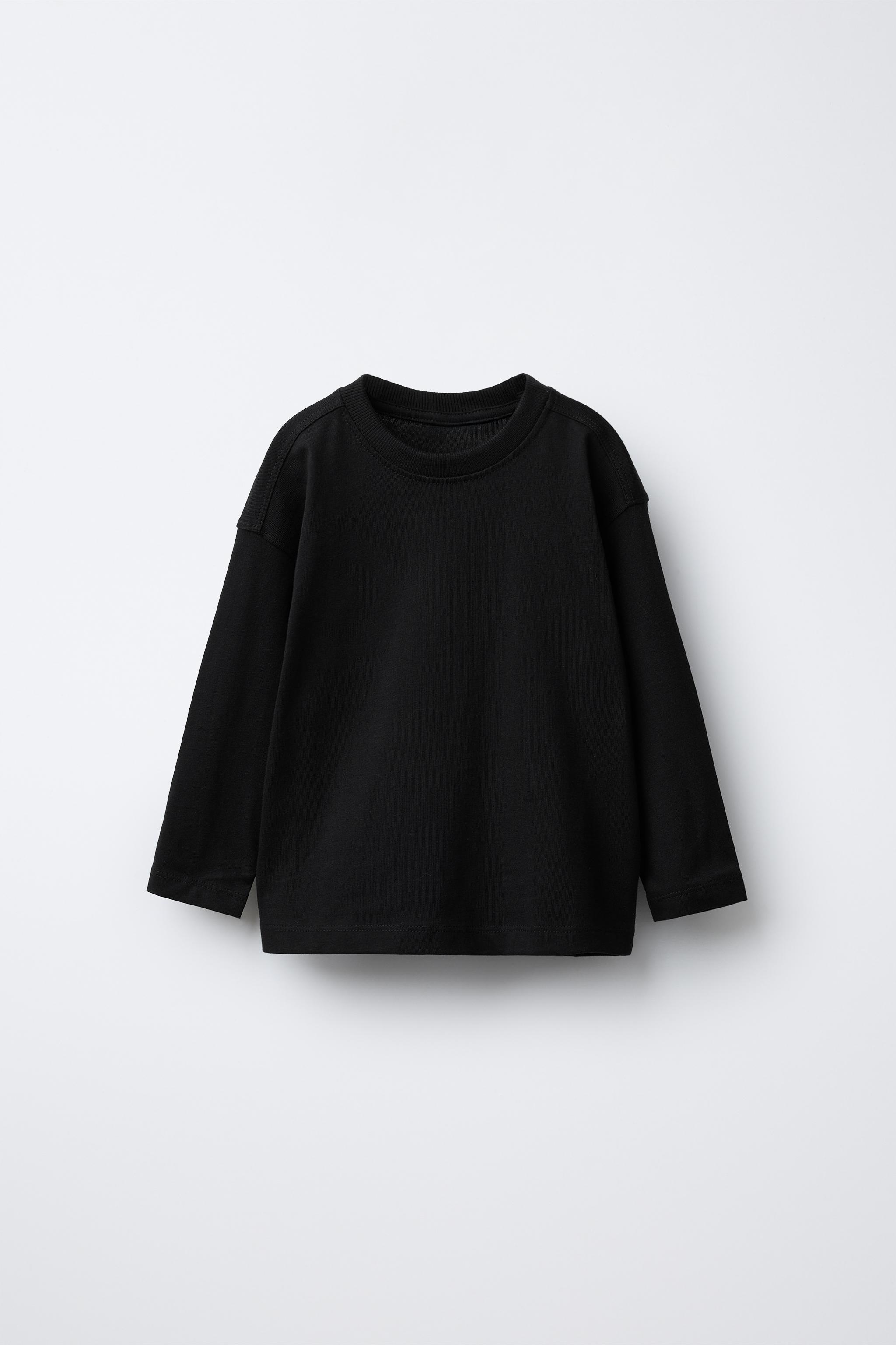無地ミディアムウェイトTシャツ - ブラック | ZARA Japan / 日本