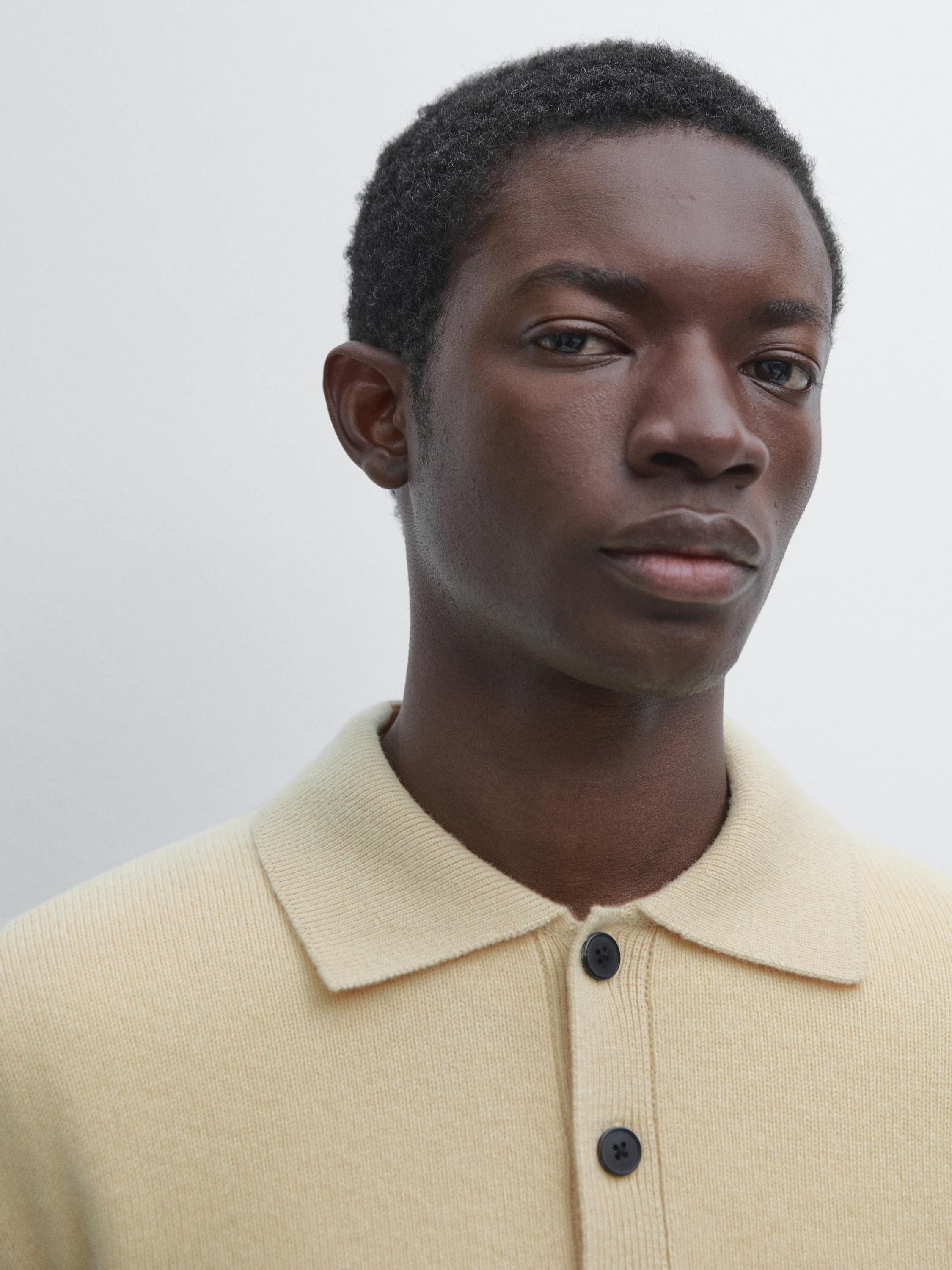 Wool knit polo sweater