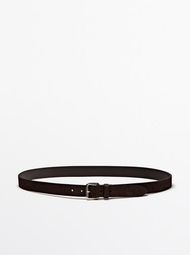 Cinturón piel nobuck - Marrón de Zara