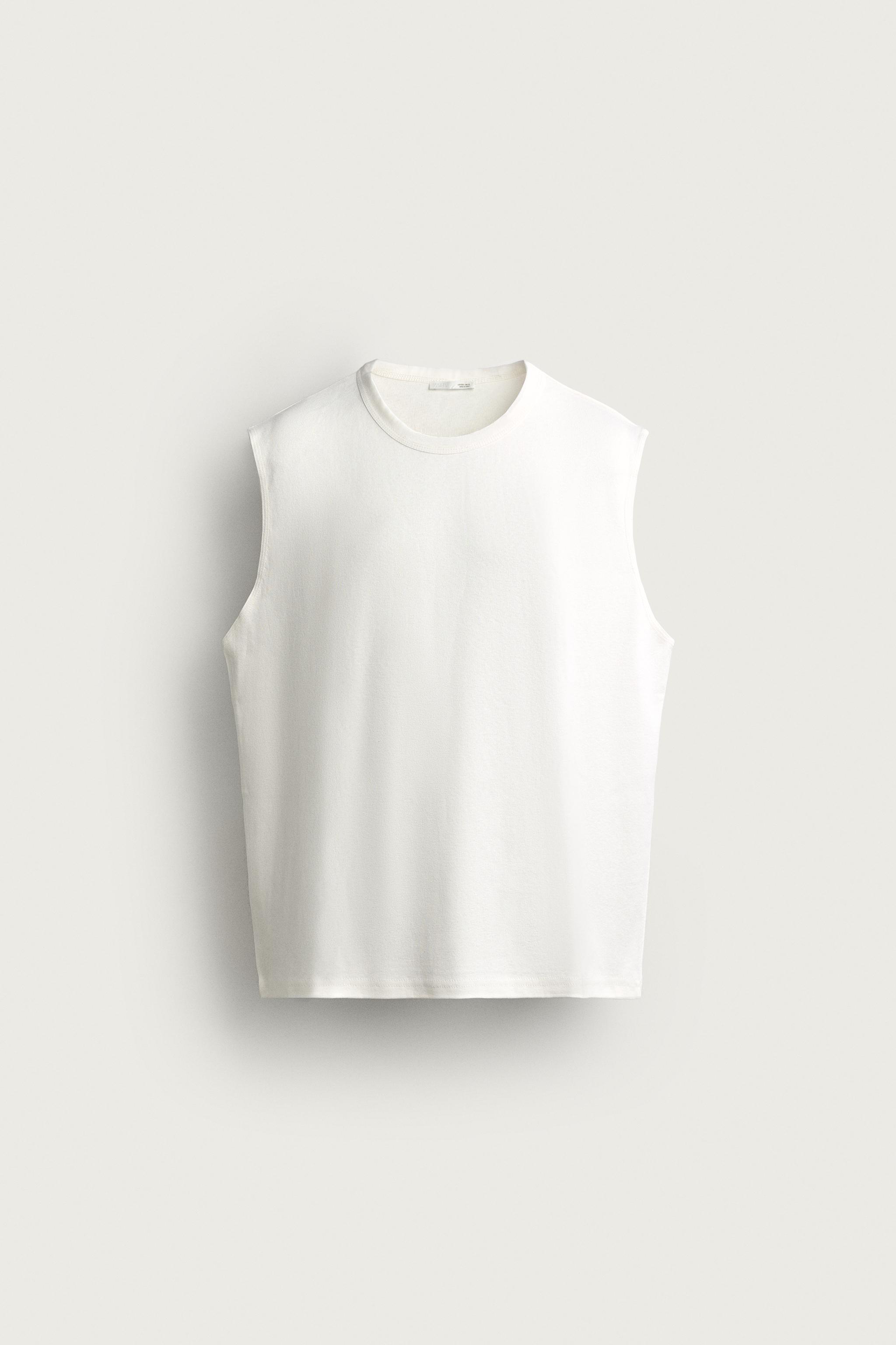 CONTRAST COLLAR TANK TOP — White