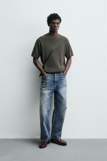 PURL KNIT T-SHIRT - Dark grey by Zara