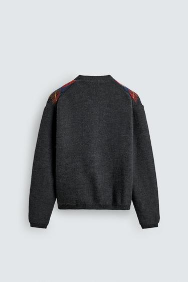 ARGYLE JACQUARD CARDIGAN - Anthracite Grey by Zara - Image 9