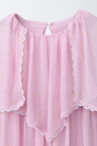 ROBE ROMANTIQUE À CAPES - Rose pastel de Zara - Image 2