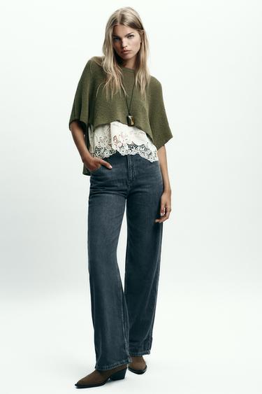 CONTRAST KNIT SWEATER - Khaki by Zara - Image 0