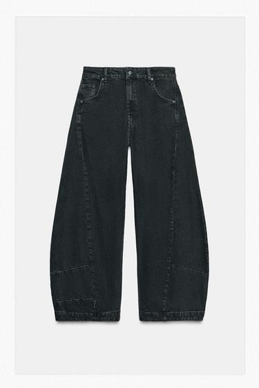 ZW COLLECTION BALLOON LOW-RISE JEANS - Black by Zara