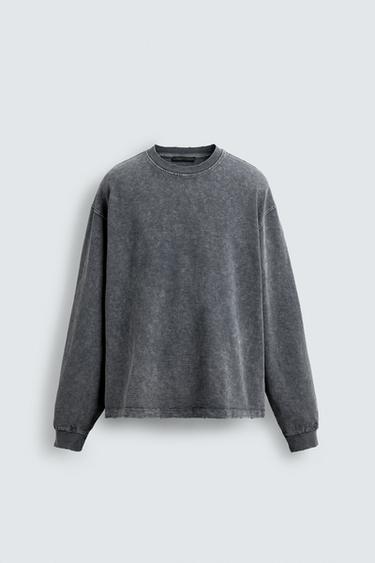 ダメージ加工入りテクスチャー T シャツダークアンソラジットZaraのダメージ加工入りテクスチャー T シャツ - ダークアンソラジット 