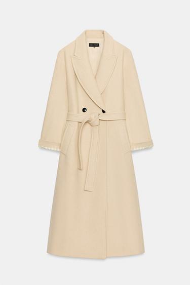 WOOL BLEND COAT WITH BELT - Beige by Zara - Image 0