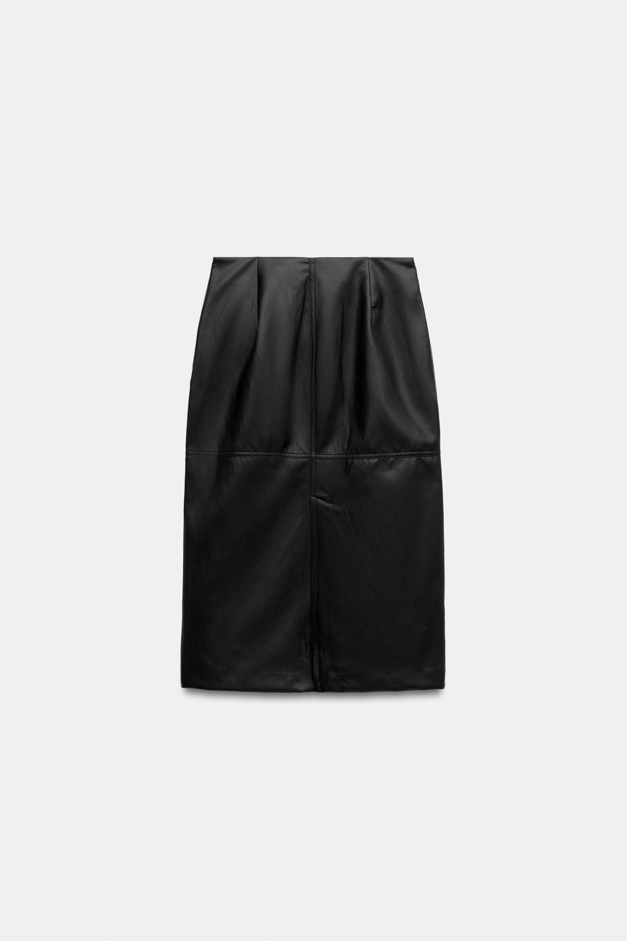 FAUX LEATHER EFFECT MIDI SKIRT