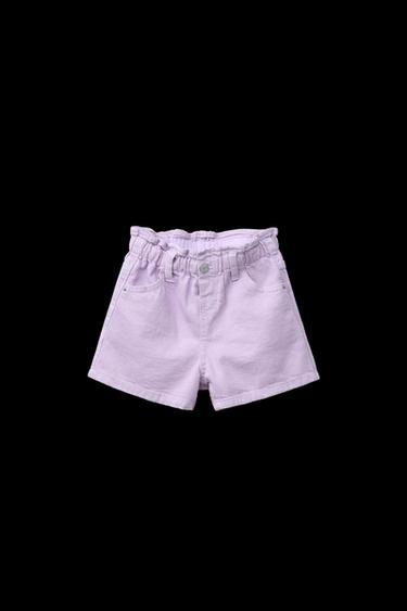 COMFORT TWILL PAPERBAG BERMUDA SHORTS - Mauve by Zara